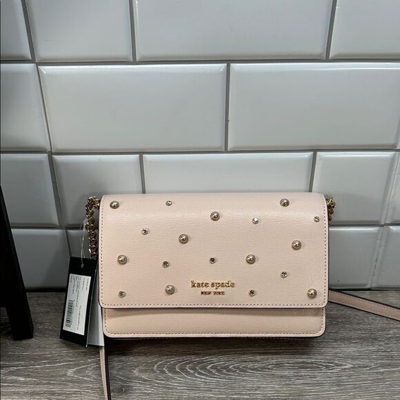 0825 Kate Spade Blush Studded Crossbody Bag - Picture 1 of 11